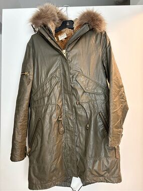 SAM. Olive Green Fur Trim Ski Parka